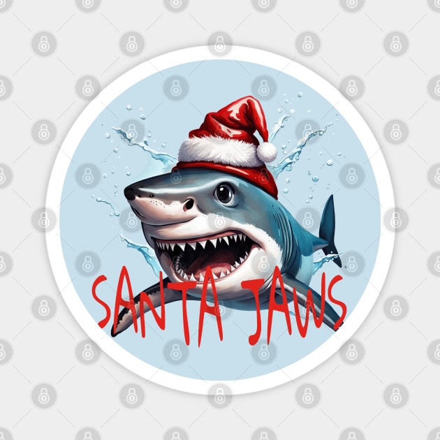 Santa Jaws Pun Quote Christmas Shark Cartoon Art Magnet by taiche